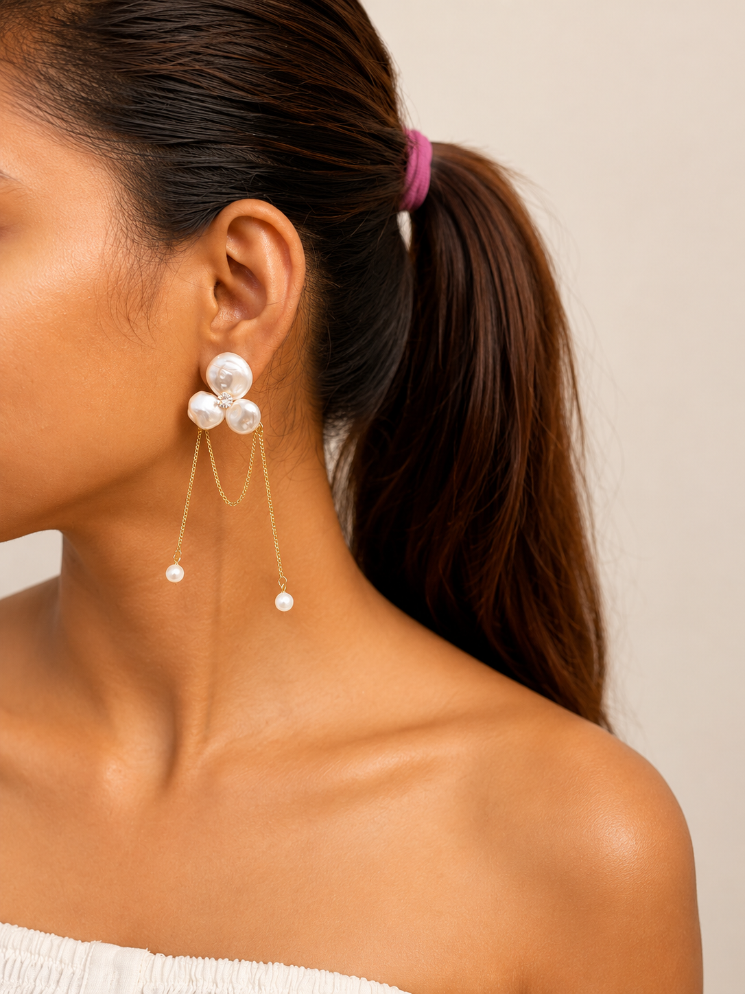 Pearl Bloom Dangle Earrings - Image 2