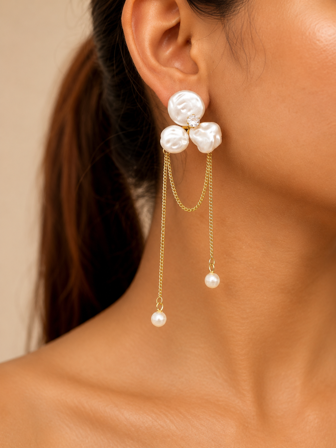 Pearl Bloom Dangle Earrings - Image 4