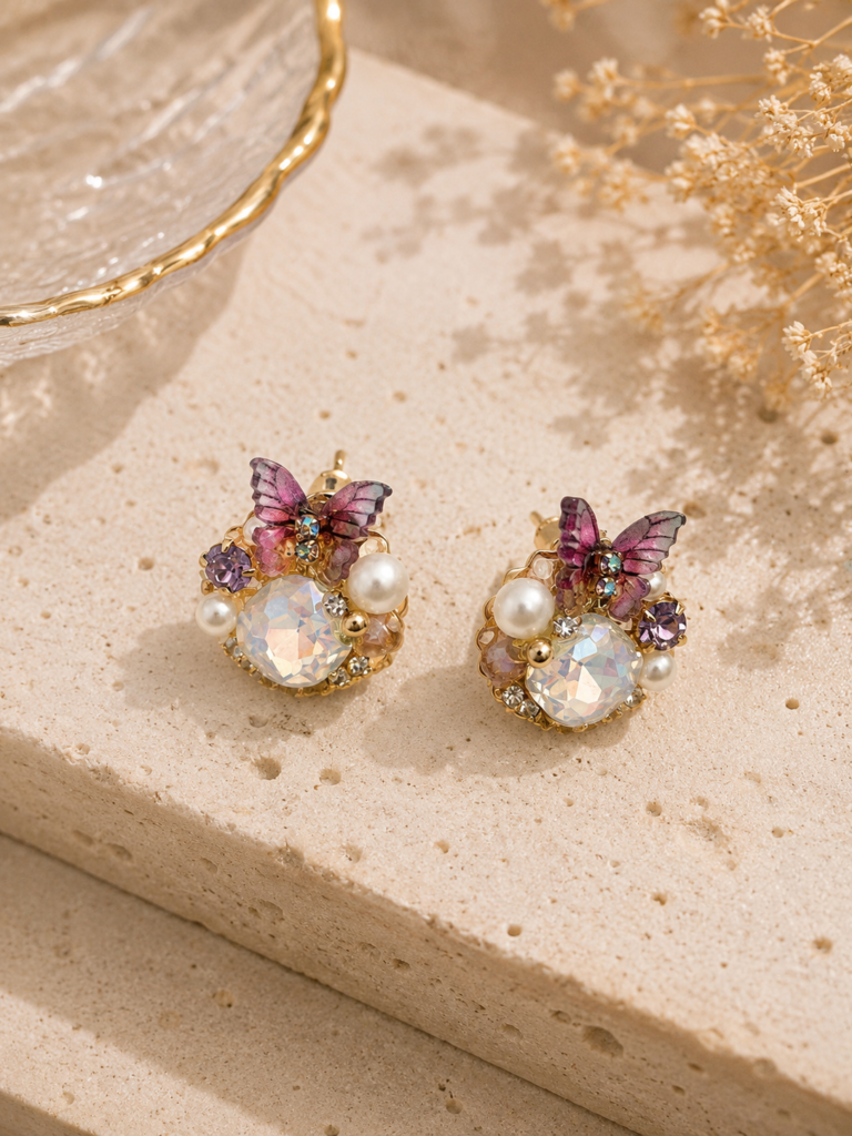 Butterfly Crystal Stud Earrings