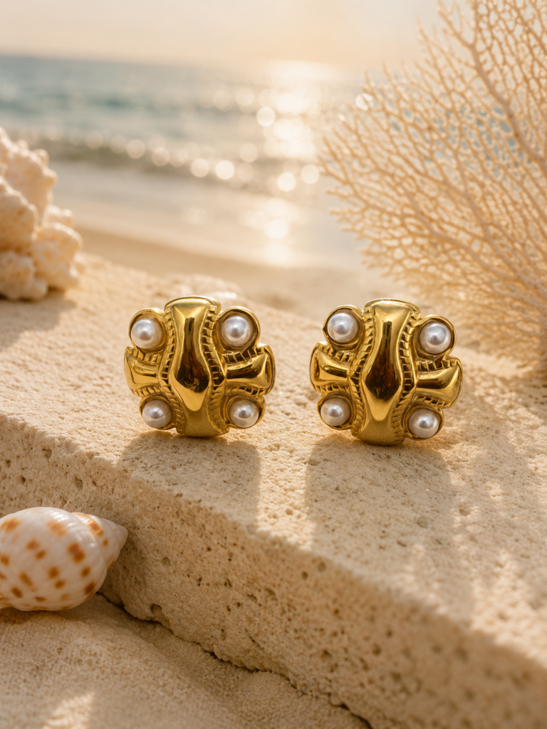 Coastal Pearl Stud Earrings