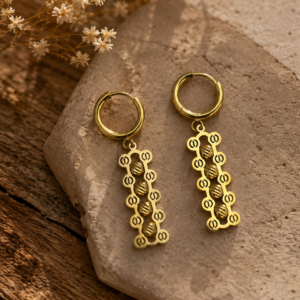 Golden Heritage Drop Hoop Earrings