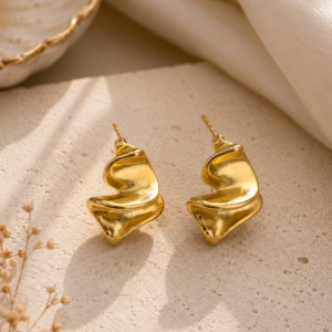 Aurora Sculpted Gold Stud Earrings