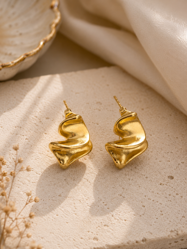 Aurora Sculpted Gold Stud Earrings