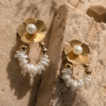 Pearl Blossom Hoop Earrings